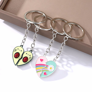 Hot Bán Chất Lượng Cao Cá Nhân Tình Bạn Mềm Men Móc Chìa Khóa Kim Loại Trống Logo Kim Loại Nối Câu Đố Vài Móc Khóa - Product Image 4