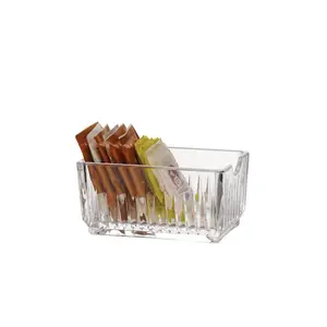 Stripe Table Caddy Plastic Tea Bag Holder Canteen Rectangular Clear Acrylic Sugar Bag Caddy - Product Image 1