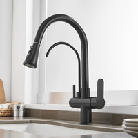 Robinet de cuisine moderne à double poignée, monotrou, en céramique polie, avec filtre purificateur d'eau chaude et froide, à arc haute 3-en-1