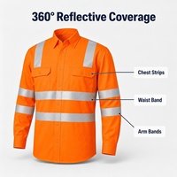 Chemise de travail de sécurité à manches longues avec bandes réfléchissantes haute visibilité et poches, uniforme de sécurité