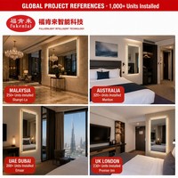 Miroir LED rectangulaire mural Fullkenlight pour salle de bain avec affichage de l'heure, commande tactile et fonction anti-buée