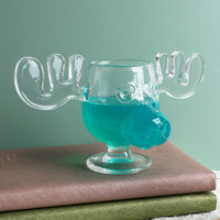 Vente en gros de verre à cocktail à haute teneur en borosilicate décorations de Noël tasses à café Creative Moose Glass Cup Beer Beverage Glass Tumble