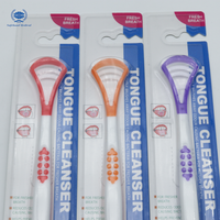 Grattoir à langue en plastique 2025 Grattoir à langue portable avec brosse en plastique Design coloré-Fixation de brosse à dents