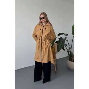 Abrigo Tipo Gabardina Color Camel, Manga Larga, Tejido Impermeable, Casual, Para Todas las Temporadas, Abrigo para Mujer - Product Image 4