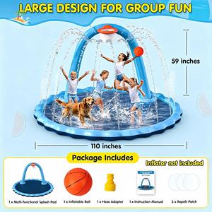 MAKE WAVES - Alberca Inflable de PVC 2 en 1 de 110 Pulgadas con Aro de Baloncesto y Rociador de Agua Ajustable para Adultos y Niños - Product Image 4
