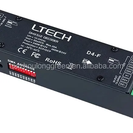 Ltech DMX/RDM CV 4CH ถอดรหัส 24V D4-F รองรับ DIM/CT/RGB/RGBW l d4f DMX512 หรี่สําหรับไฟแถบ LED