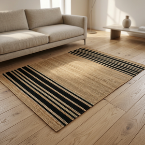 Paillasson antidérapant de couleur marron avec des lignes noires imprimées tapis synthétique doux soyeux lisse hauteur de pile de peluche au prix de gros - Product Image 4