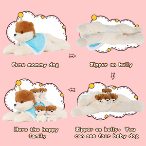 Peluche de Perrita Mamá Acogedora <span class=keywords><strong>en</strong></span> Posición Acostada, Juguete de Peluche Colorido para Niños, Regalo Ideal para Baby Shower y Decoración de Guardería - Product Image 3