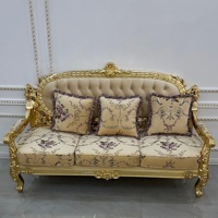 Fauteuil individuel turc Miranda, mobilier de luxe européen de style cour française, design sculpté en tissu, éponge haute densité, une place