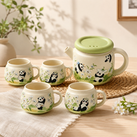Service à thé Panda mignon, théière en céramique peinte à la main avec 4 tasses, service à thé créatif pour la maison