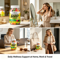 PEAK Pre Workout Boost Gummies 60 Buah Suplemen Diet Berbasis Tumbuhan Ekstrak Tanaman untuk Energi Pra-Latihan Bahan Bakar Latihan