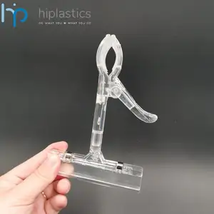 Hiplastics Custom Clear POP Rotatable Price Tag Clip Preço Sinal Etiqueta Clipper Holder Clamp para Supermercado Varejos