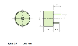 2316 Active Piezo Pin Buzzer 23mm * 16mm DC 3V-24V Componente acústico para varios altavoces - Product Image 6