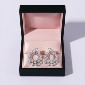 Pendientes de Aro de Cristal Chapados en Oro Blanco de Lujo para Mujer, Joyería de Boda, Plata 925 con Baño de Rodio y Engaste de Garras - Product Image 2