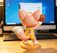 Niedliche Rosa Fuchs-Basketballspieler PVC Sammelfigur 8cm Anpassbare Kinder-Schreibtischdekoration & Sport-Werbegeschenk Spielzeug