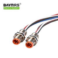 Connecteur femelle M8 BAYMRS pour montage sur panneau arrière, étanche IP67, 3P, 3/4 prises avec fils pour utilisation automobile