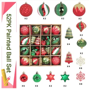 Le decorazioni tradizionali più vendute di Amazon, rosso, oro e albero di Natale, set di Natale infrangibile 52