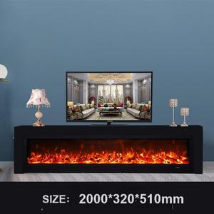 Meuble TV moderne de luxe en bois avec écran LED et <span class=keywords><strong>simulation</strong></span> de flammes, blanc, pour salon - Product Image 3