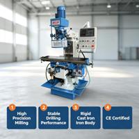 Machine de perçage et de fraisage multifonction ZX6350ZA avec alimentation automatique du broche et fonction de taraudage, grande capacité