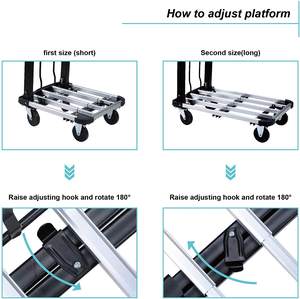 लोकप्रिय 150 किलोग्राम बड़ी क्षमता तह कार अमेरिकी शैली हाथ ट्रक 4 पहियों ओम समर्थित प्लेटफॉर्म संरचना फोल्डेबल ट्रॉली - Product Image 5