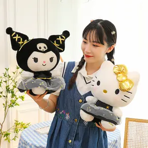 Schwarz Gold Serie Kuromi Kitty Plüschtiere Puppe Action-Figur Kitty Action-Figur Hochzeit Puppe Action-Figur