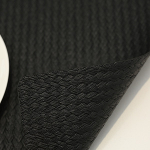 Mantel individual de cuero de doble cara, negro, redondo, impermeable, aislante del calor, para comedor occidental - Product Image 2