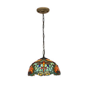 Lustre en fer forgé de luxe Ouhaodi, style européen rétro, verre teinté, éclairage de restaurant, comptoir de bar, hôtel, bureau, villa, milieu - Product Image 1