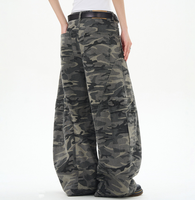 Jeans cargo droits en denim délavé camouflage, respirants, vintage, hiver, boutonnés, coupe scimitar, style streetwear, vente en gros