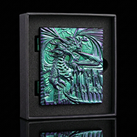 Dés à roulettes pliables en métal 7-en-1, motif Dragon Magique Violet et Vert, pour Dungeons and Dragons