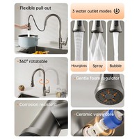ORIENTAL YUHONG Robinet de cuisine en acier inoxydable 304 monotrou avec tête de pulvérisateur pivotante à 360 ° Mitigeur d'eau chaude et froide