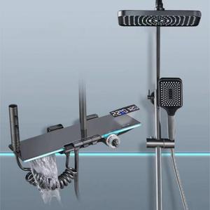 Juego de Ducha Termostática Inteligente con LED para Baño, Ducha de Mano Digital, Mezclador de una Sola Manija, Chorro de Latón, Estilo Contemporáneo, Pausa Suave - Product Image 1