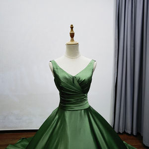 Элегантное атласное платье с открытыми плечами, плиссированное бальное платье со съемными рукавами, вечернее платье Mz0017 - Product Image 5