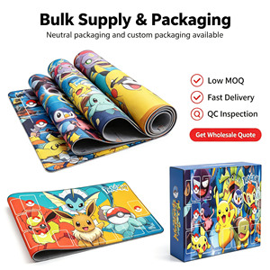 Tapis de jeu de <span class=keywords><strong>cartes</strong></span> personnalisé sur le thème de Pikachu, tapis de souris 24"x14" avec bords cousus, base en caoutchouc antidérapante pour <span class=keywords><strong>cartes</strong></span> TCG, faible MOQ, pour bureau - Product Image 4