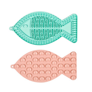 Odorless Wear-Resistant Pet <b>Silicone</b> Feeding <b>Mat</b> Fish-Shaped Cat Meal <b>Mat</b> Food Grade Durable for Birds Application - Product Image 4