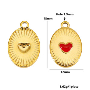 Oval Heart Pendant 18K Gold Plated Stainless Steel DIY Jewelry Accessory for <b>Bracelet</b> Necklace - Product Image 2