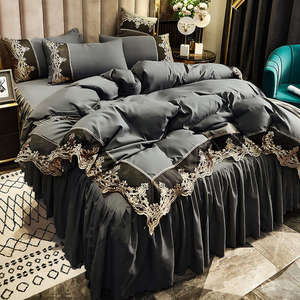 Parures de lit de style européen en tissu polyester avec jupe de lit brodée sur mesure de haute qualité et dentelle de qualité supérieure - Product Image 2