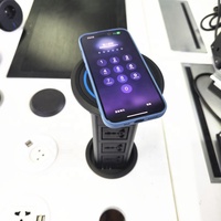 Prise universelle encastrée en alliage d'aluminium 10A, multiprise sans fil dissimulée avec USB Type C, 3 prises, pour cuisine, type Pop Socket