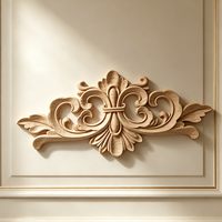 Applique en bois sculpté non fini, style européen orné, pour décoration de meubles, armoires, murs, portes, artisanat en relief