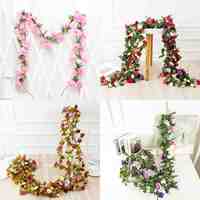 Cordas de flores artificiais da amazon, venda de fábrica, flores artificiais, varal para casamento, arco, corredores, loja de parede