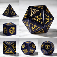 Ensemble de dés polyédriques DND D6 D20 en pierre de grès bleue, 7 pièces, motif galaxie nuit étoilée, pour jeux de rôle Dungeons and Dragons