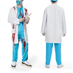 Costume d'Halloween de cosplay : Maquillage sanglant, Masque d'horreur, Infirmière chirurgienne, Médecin fou, Robe de médecin sanglante en polyester 14+ - Product Image 1