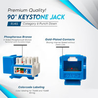 Conector Modular Keystone RJ45 Cat6 UTP de 90 Grados 8P8C Chapado en Oro Sin Blindaje Sin Herramientas 110 Punch Down para Red Ethernet