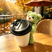 Vente en gros d'ours en peluche miniatures personnalisés, mignons et de style dessin animé, pour accessoires de tasses à café, de pailles et de sacs à dos
