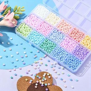 Kit de 15 Rejillas de Cuentas de Vidrio Mate Pastel Macaron Esmeriladas Pequeñas Sueltas para Hacer Joyas DIY, Pulseras, Collares y Manualidades - Product Image 1