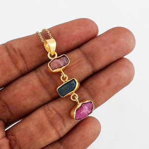 YASHEE Natural <b>Ruby</b> Rough Crystal Pendant <b>Necklace</b> Gold Chain Bezel Setting Unisex Chakra Healing Gemstone Jewelry - Product Image 5