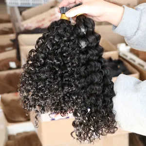 Wholesale Raw Cambodian Hair Vendor Micro Links Tip 100 Strands Virgin I Tip Human Hair Extensions Curly