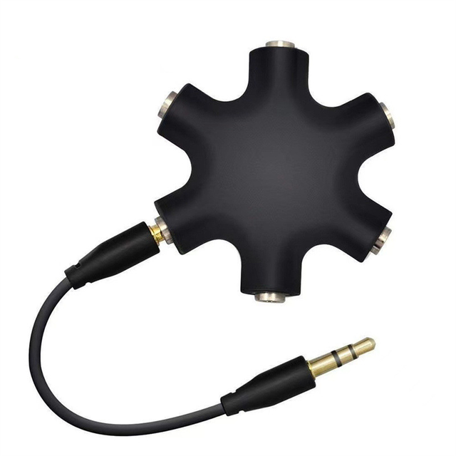 3.5mm Audio Splitter 5-Way 1 Male to 5 Female Stereo Adapter for Headphones Earbuds Music Sharing Compatible Phone PC MP3