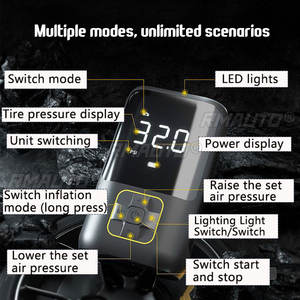 Compresor de Aire Eléctrico Portátil con Bomba de Aire Multiherramienta LED para Bicicleta, Automóvil, Inflador Tipo C de 12 V para el Hogar Inteligente - Product Image 4