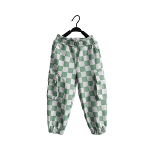 Pantalon <span class=keywords><strong>cargo</strong></span> à carreaux noirs et blancs avec poches pour garçons pantalon de jogging pour enfants vente en gros - Product Image 5