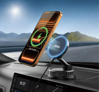 Support de chargeur de voiture sans fil universel 25W à charge rapide avec ventouse à vide 360° °   Support de téléphone magnétique réglable pour voiture avec chargeur